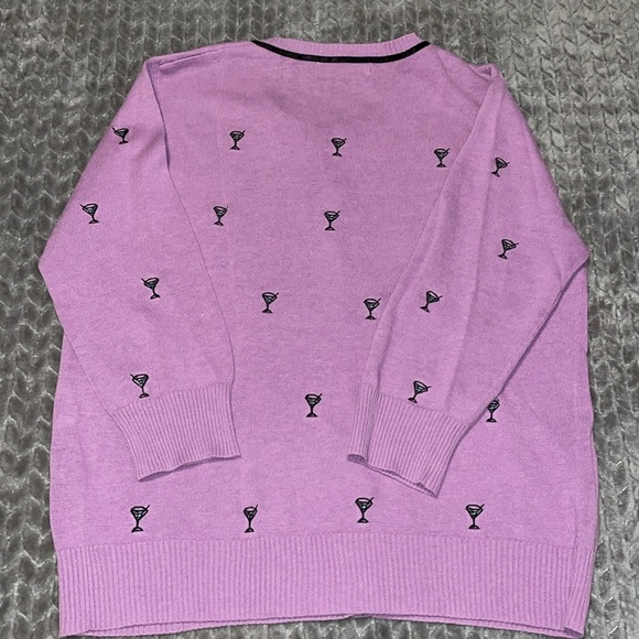 SML Design 3/4 Sleeve Button Down Sweater with Martini Glass Embroidered Design. - Picture 8 of 10